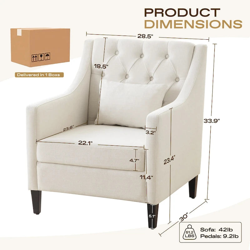 Poltrona trapuntata imbottita beige 30 con cuscino lombare