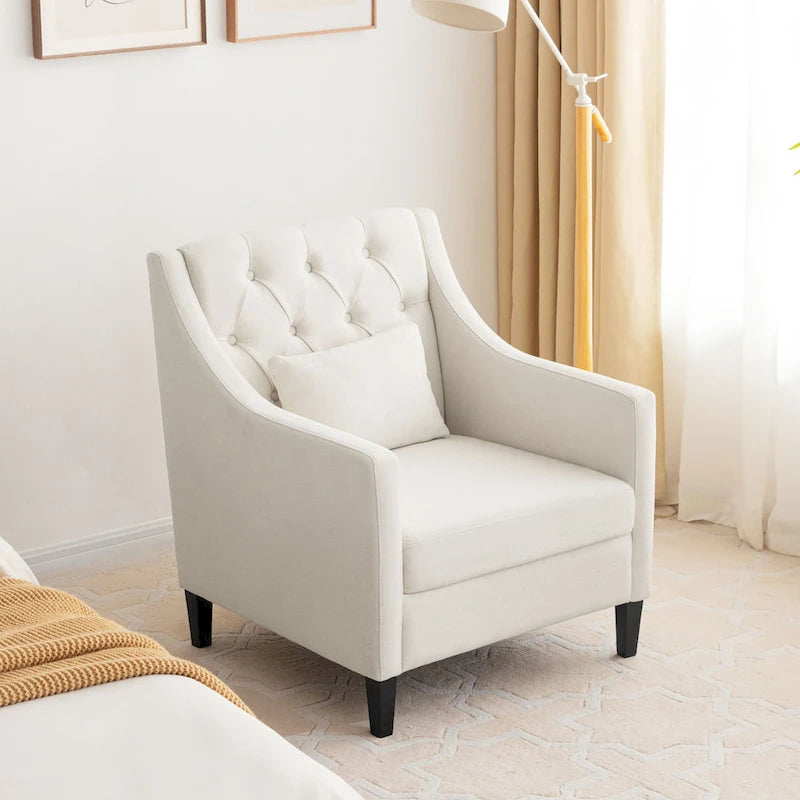 Poltrona trapuntata imbottita beige 30 con cuscino lombare