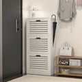 Scarpiera bianca con 3 ante a ribalta, monoposto, 20,94x9,45x43,11 in