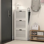 Scarpiera bianca con 3 ante a ribalta, monoposto, 20,94x9,45x43,11 in