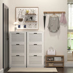 Scarpiera bianca con 3 ante a ribalta, monoposto, 20,94x9,45x43,11 in
