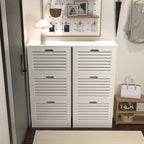 Scarpiera bianca con 3 ante a ribalta, monoposto, 20,94x9,45x43,11 in