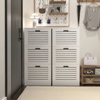 Scarpiera bianca con 3 ante a ribalta, monoposto, 20,94x9,45x43,11 in