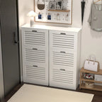 Scarpiera bianca con 3 ante a ribalta, monoposto, 20,94x9,45x43,11 in