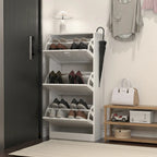 Scarpiera bianca con 3 ante a ribalta, monoposto, 20,94x9,45x43,11 in