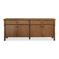 Credenza marrone caldo con cassetti, rovere massiccio, 2-4 posti a sedere