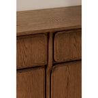 Credenza marrone caldo con cassetti, rovere massiccio, 2-4 posti a sedere