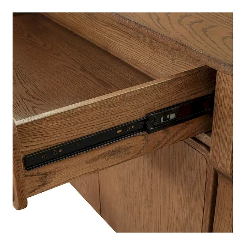 Credenza marrone caldo con cassetti, rovere massiccio, 2-4 posti a sedere