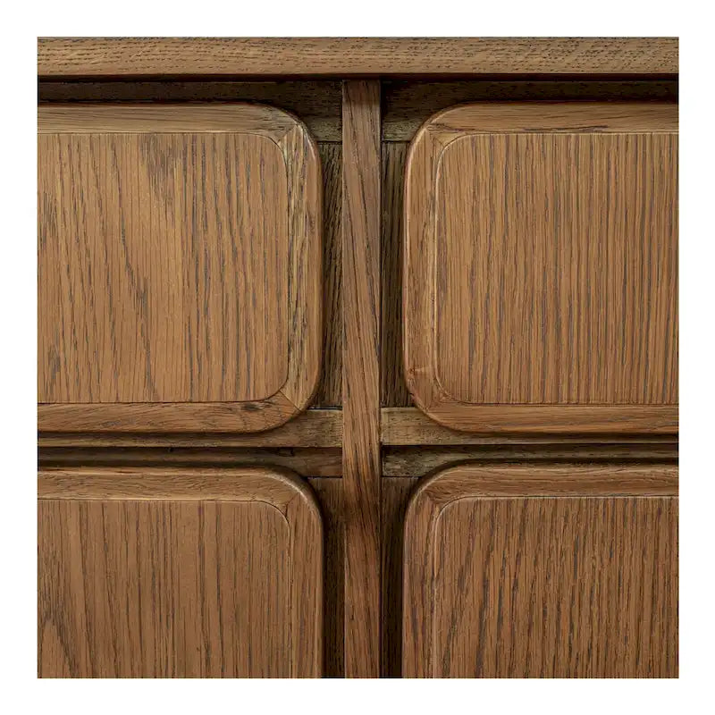 Credenza marrone caldo con cassetti, rovere massiccio, 2-4 posti a sedere
