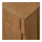 Credenza marrone caldo con cassetti, rovere massiccio, 2-4 posti a sedere