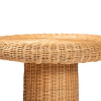 Tavolino in rattan naturale Avalon Scallop - Tavolino in vimini intrecciato a mano con base a gonna, stile costiero per soggiorno o corridoio