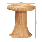 Tavolino in rattan naturale Avalon Scallop - Tavolino in vimini intrecciato a mano con base a gonna, stile costiero per soggiorno o corridoio