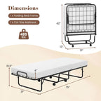 Lettino pieghevole Costway con materasso 188 x 79 cm, brandina per gli ospiti su ruote