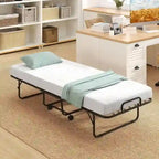 Lettino pieghevole Costway con materasso 188 x 79 cm, brandina per gli ospiti su ruote