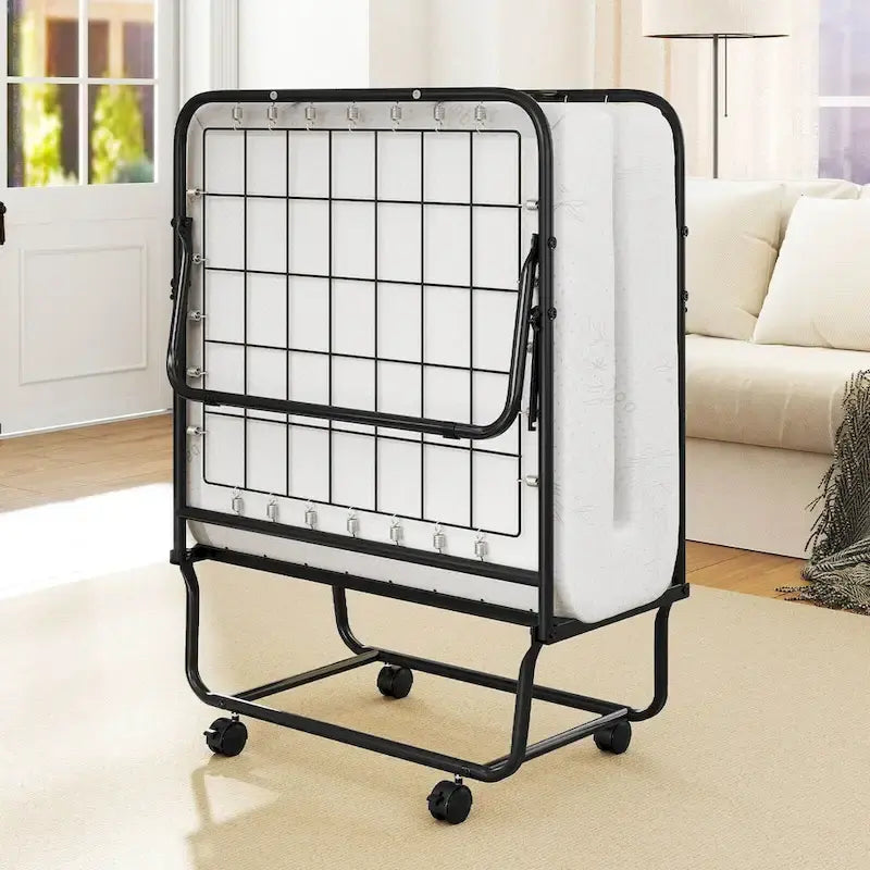 Lettino pieghevole Costway con materasso 188 x 79 cm, brandina per gli ospiti su ruote