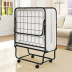 Lettino pieghevole Costway con materasso 188 x 79 cm, brandina per gli ospiti su ruote