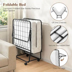 Lettino pieghevole Costway con materasso 188 x 79 cm, brandina per gli ospiti su ruote