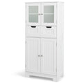 Armadietto a terra a 4 ante bianco/grigio/nero con 2 cassetti e ante in vetro, singolo