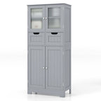 Armadietto a terra a 4 ante bianco/grigio/nero con 2 cassetti e ante in vetro, singolo