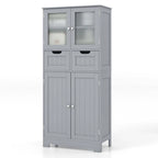 Armadietto a terra a 4 ante bianco/grigio/nero con 2 cassetti e ante in vetro, singolo