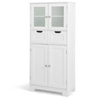Armadietto a terra a 4 ante bianco/grigio/nero con 2 cassetti e ante in vetro, singolo