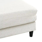 Divano sezionale a L beige con pouf, 4 posti a sedere
