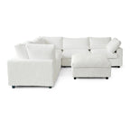 Divano Sezionale Modulare Nero / Marrone Chiaro / Beige, a L, 5 posti + Pouf, Fino a 6 Persone