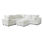 Divano Sezionale Modulare Nero / Marrone Chiaro / Beige, a L, 5 posti + Pouf, Fino a 6 Persone