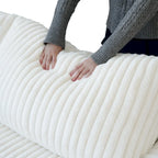Divano Sezionale Modulare Nero / Marrone Chiaro / Beige, a L, 5 posti + Pouf, Fino a 6 Persone