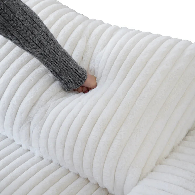 Divano Sezionale Modulare Nero / Marrone Chiaro / Beige, a L, 5 posti + Pouf, Fino a 6 Persone