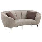 Divanetto curvo Zui, beige 84 pollici, design rotondo, 2 cuscini decorativi