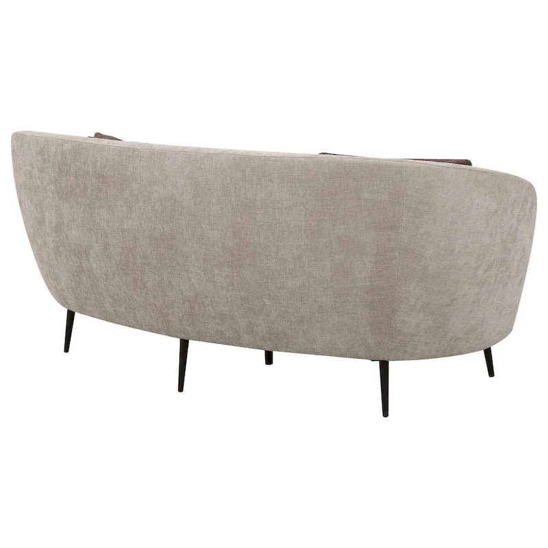 Divanetto curvo Zui, beige 84 pollici, design rotondo, 2 cuscini decorativi