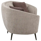 Divanetto curvo Zui, beige 84 pollici, design rotondo, 2 cuscini decorativi
