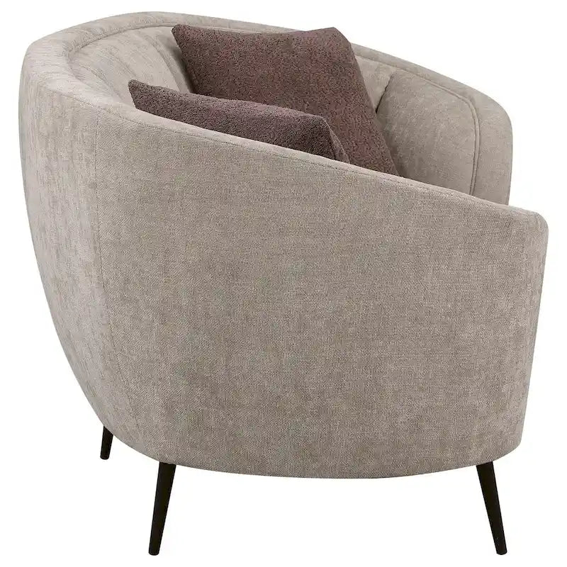 Divanetto curvo Zui, beige 84 pollici, design rotondo, 2 cuscini decorativi