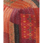 Pouf Ottomano Patchwork Quadrato Rosso, Misto Cotone-Seta, 1 Posto a Sedere