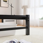 Struttura letto matrimoniale in metallo nero con testiera in legno, luci RGB, per 2 persone
