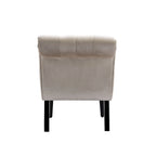 Poltrona d'accento in velluto beige, capitonné, seduta singola, gambe in legno nero