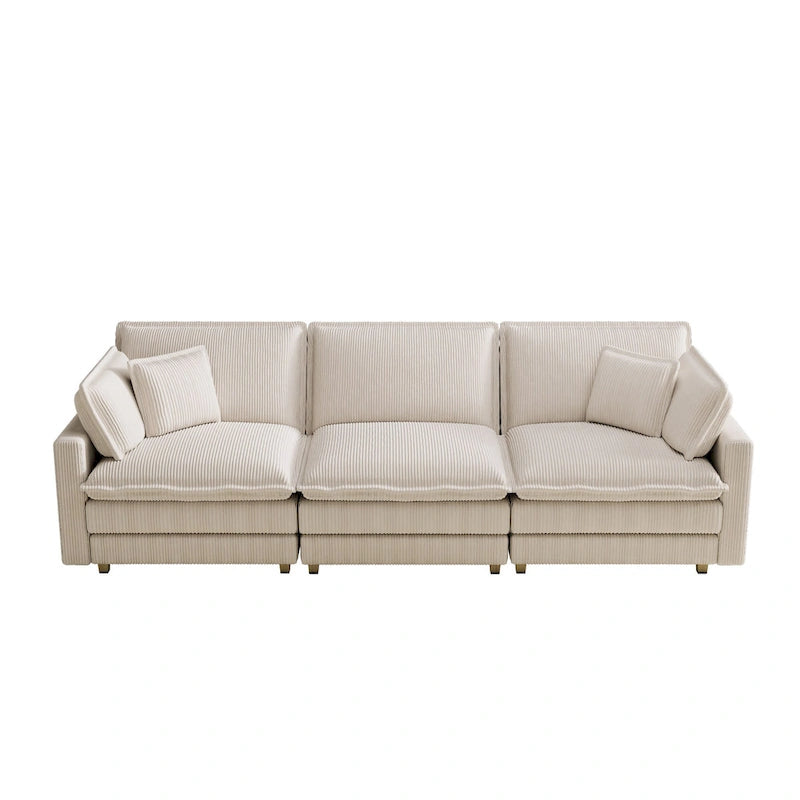 Divano a 4 posti 103 Corduroy Modern Classic con seduta profonda e 4 cuscini