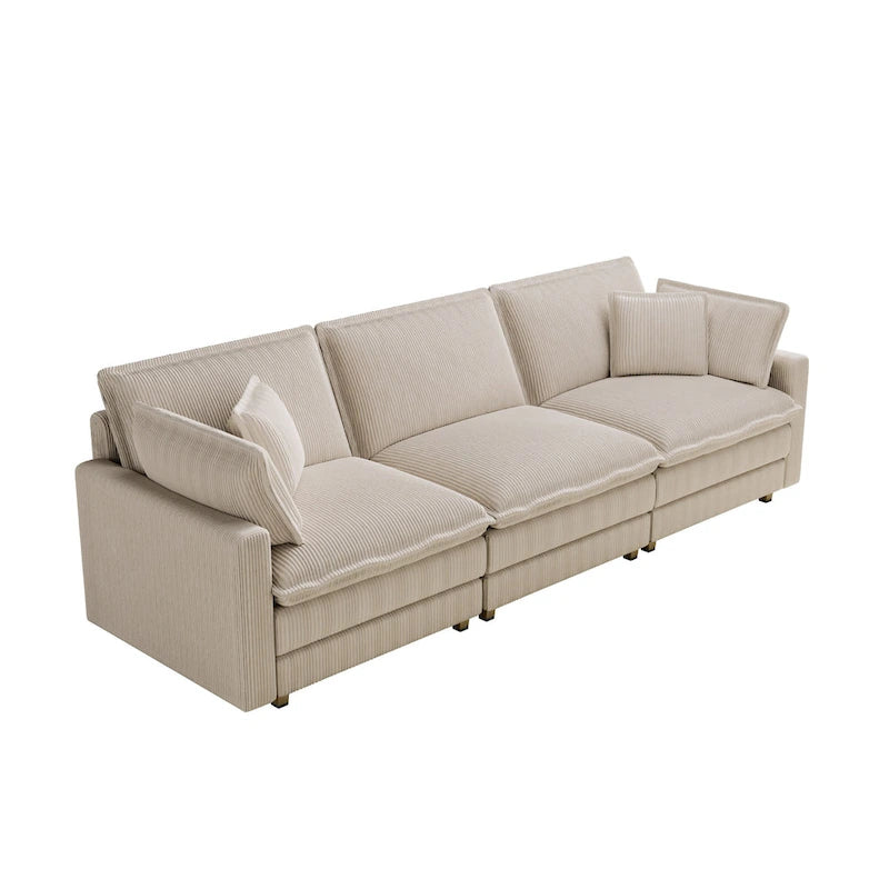 Divano a 4 posti 103 Corduroy Modern Classic con seduta profonda e 4 cuscini