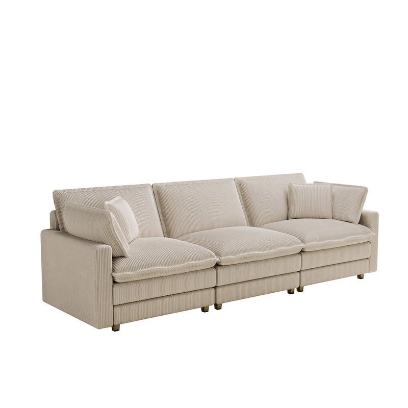 Divano a 4 posti 103 Corduroy Modern Classic con seduta profonda e 4 cuscini