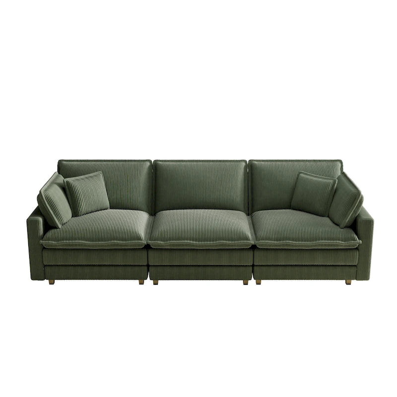 Divano a 4 posti 103 Corduroy Modern Classic con seduta profonda e 4 cuscini