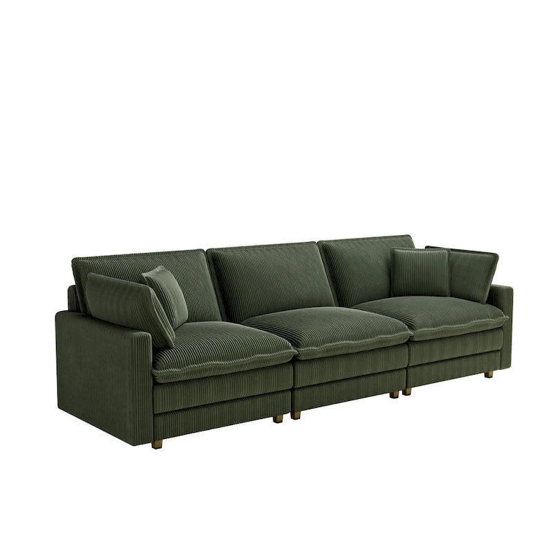Divano a 4 posti 103 Corduroy Modern Classic con seduta profonda e 4 cuscini