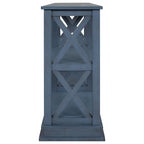 Consolle stretta a 3 ripiani blu navy/beige con design a gambe incrociate, montaggio a 1 persona