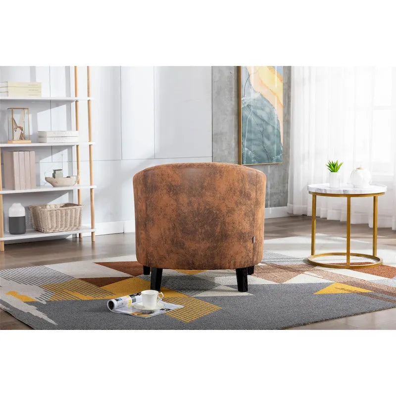 Poltrona a botte singola in pelle PU multicolore con borchie e gambe in legno
