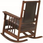 Sedia a Dondolo Stile Mission – Mandorla / Bianco Antico / Marrone, Legno Massello, 1 Persona