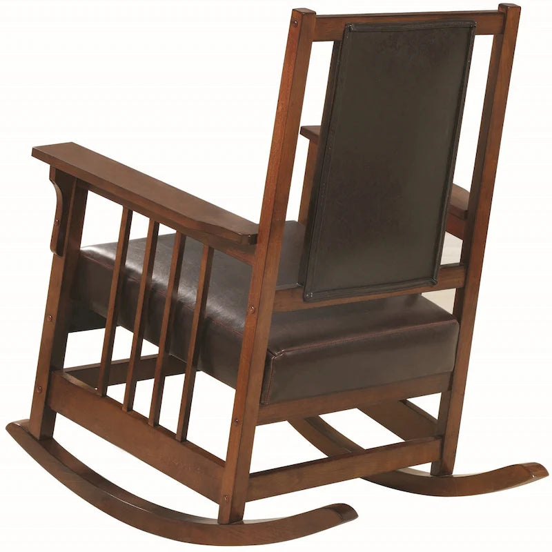 Sedia a Dondolo Stile Mission – Mandorla / Bianco Antico / Marrone, Legno Massello, 1 Persona