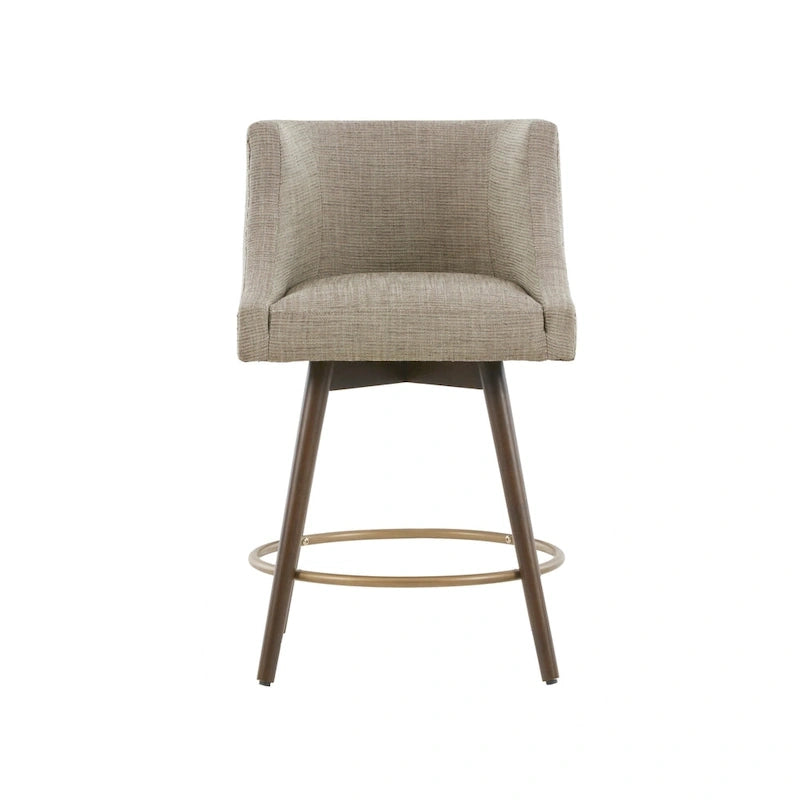 Sgabello da banco girevole in tessuto tweed grigio e beige multi, 1 posto