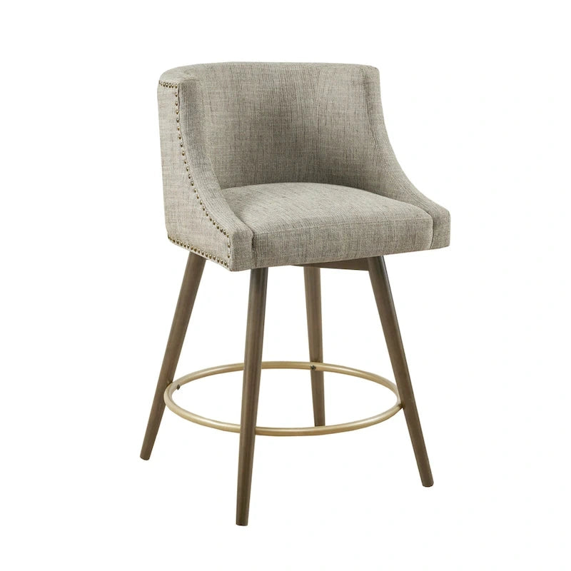 Sgabello da banco girevole in tessuto tweed grigio e beige multi, 1 posto