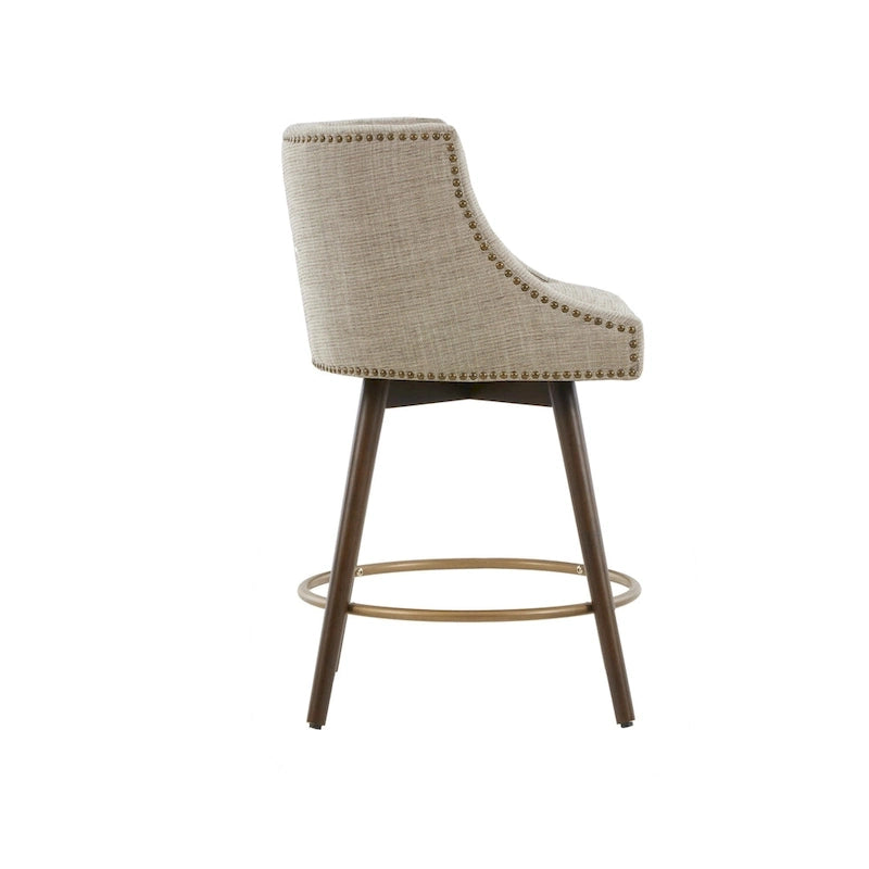 Sgabello da banco girevole in tessuto tweed grigio e beige multi, 1 posto