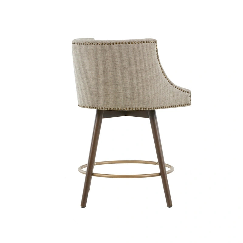 Sgabello da banco girevole in tessuto tweed grigio e beige multi, 1 posto